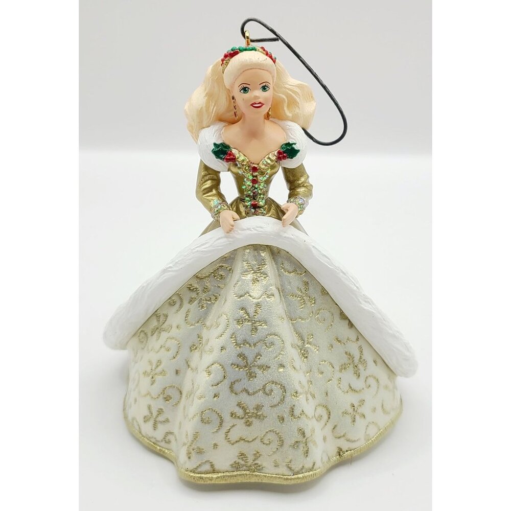 Vintage Holiday Barbie Doll Mattel Hallmark Cards Inc 1994 Gold Coat Blonde